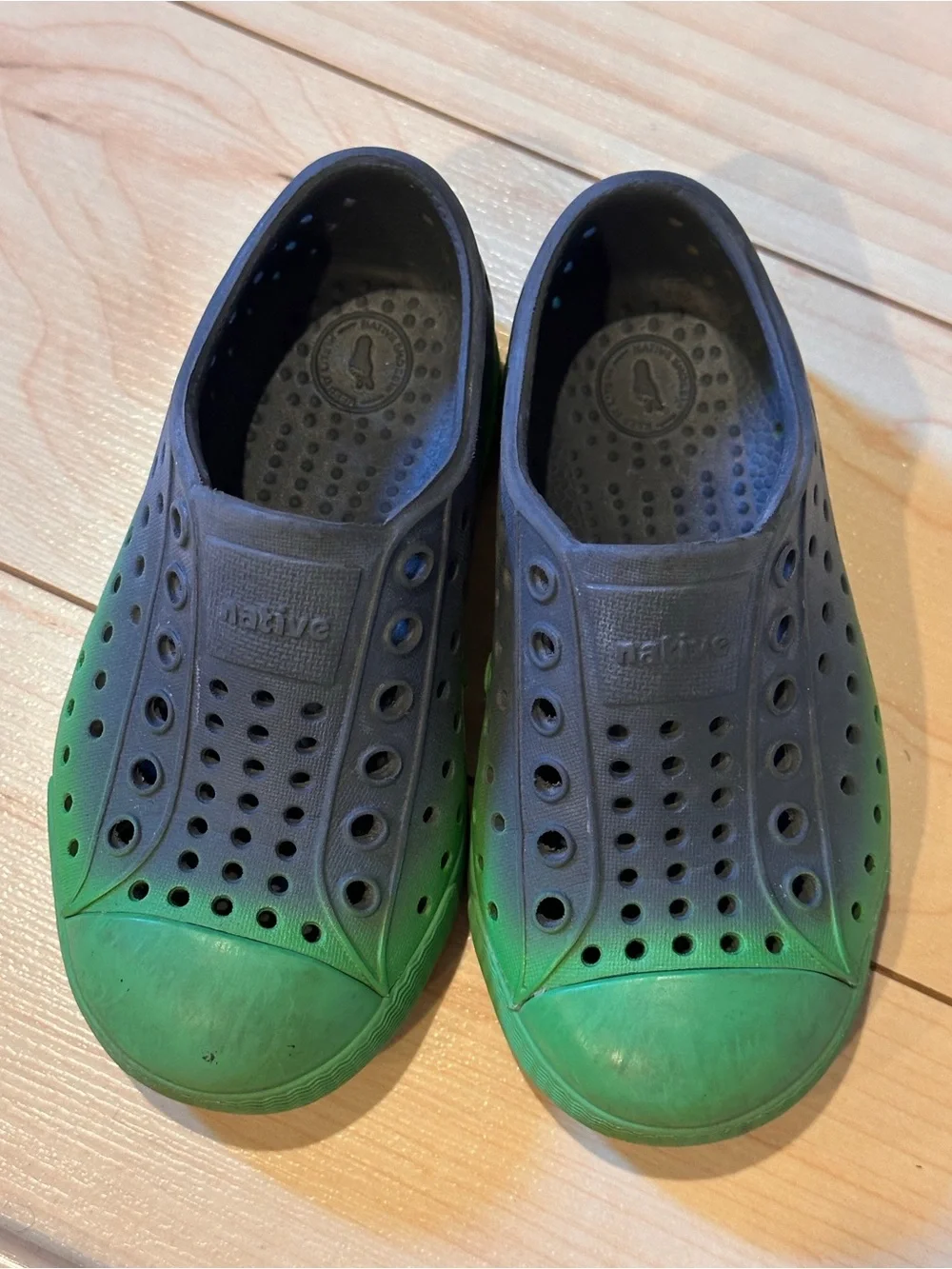 Native Shoes Kids Jefferson Slip On Green Grey Ombré Toddler Size 7
